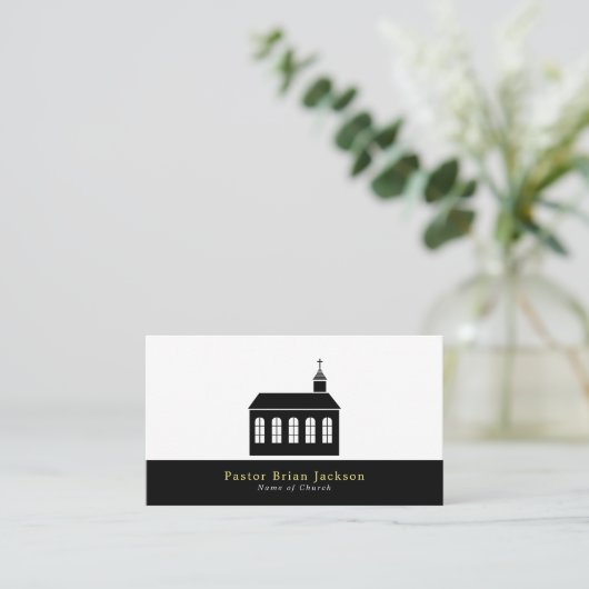 教会のシルエット、キリスト教、宗教 名刺 (スタンド正面)