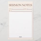教会のシンプルベージュのキリスト教の説教ノート 便箋 (裏面)