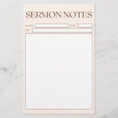 教会のシンプルベージュのキリスト教の説教ノート 便箋 (正面)