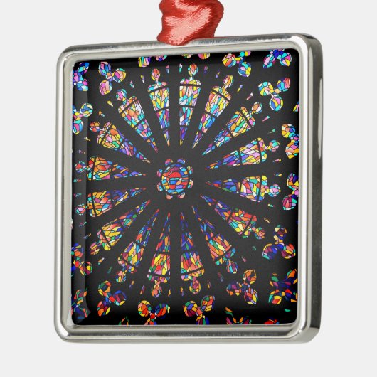 教会のステンドグラスの窓の色 メタルオーナメント (左)