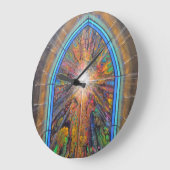 教会のステンドグラス窓 ラージ壁時計 (傾斜)