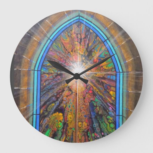 教会のステンドグラス窓 ラージ壁時計 (正面)