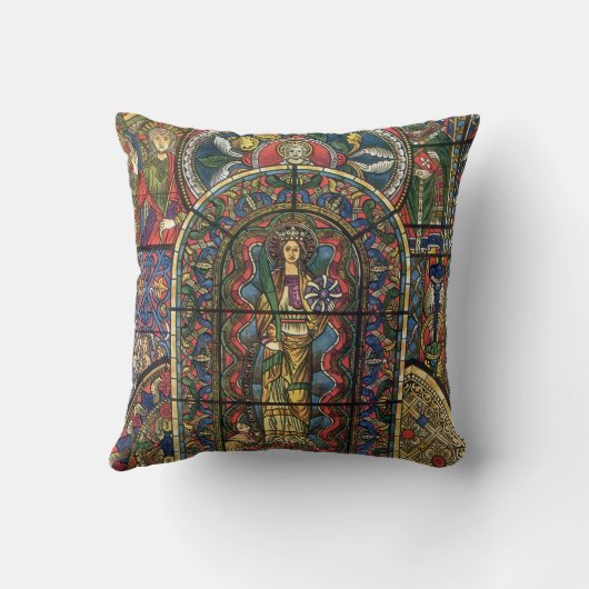 教会のステンドグラス窓、ヴィンテージ建築 クッション (裏面)