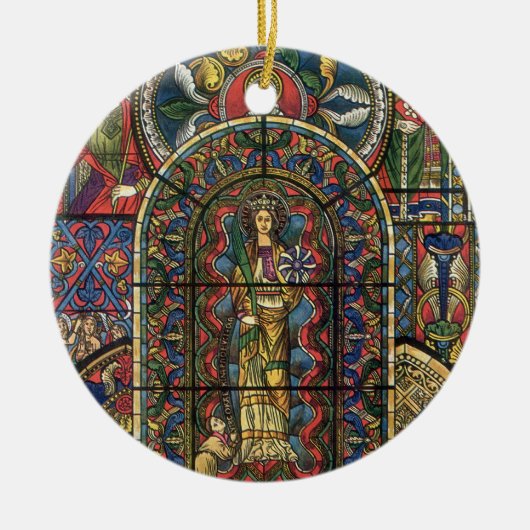 教会のステンドグラス窓、ヴィンテージ建築 セラミックオーナメント (正面)