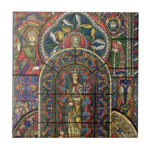 教会のステンドグラス窓、ヴィンテージ建築 タイル (正面)