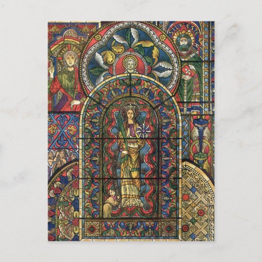 教会のステンドグラス窓、ヴィンテージ建築 ポストカード (正面)