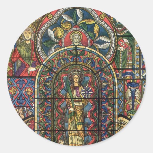 教会のステンドグラス窓、ヴィンテージ建築 ラウンドシール (正面)