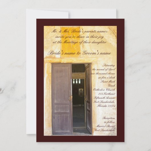 教会のドア 招待状 (正面)