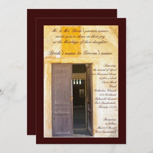 教会のドア 招待状 (正面/裏面)