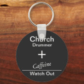 教会のドラマーとカフェインTシャツ キーホルダー (正面)