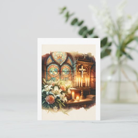 教会のパーソナライズされた祭壇 ポストカード (スタンド正面)