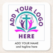 教会のビジネスあなたのロゴを追加 スクエアペーパーコースター (正面)