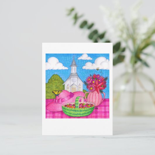 教会のピクニック感動的はがき ポストカード (スタンド正面)