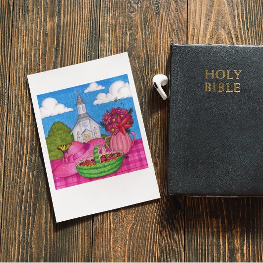 教会のピクニック感動的はがき ポストカード