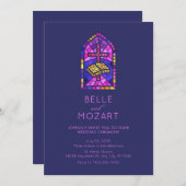 教会のモザイクの窓は聖書結婚の儀式を横切る 招待状 (正面/裏面)