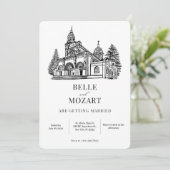 教会のモダンでミニマルなウェディングアート 招待状 (スタンド正面)