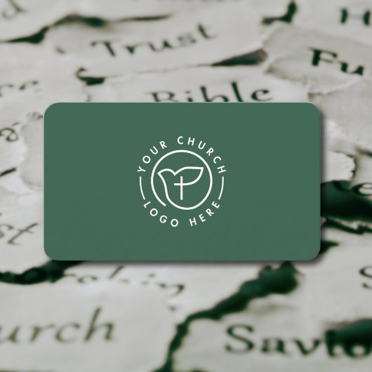 教会のモダンロゴ大臣ミニマリスト・グリーン 名刺