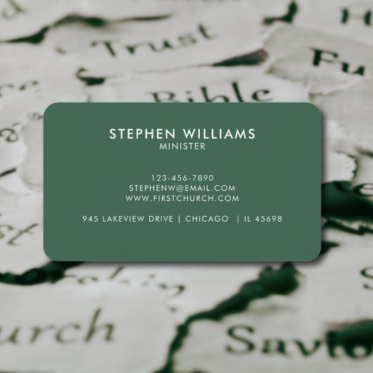 教会のモダンロゴ大臣ミニマリスト・グリーン 名刺