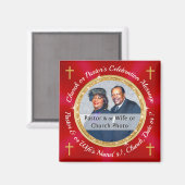 教会のロゴまたは牧師の写真、教会のパーティーの好意 マグネット (正面/裏面)
