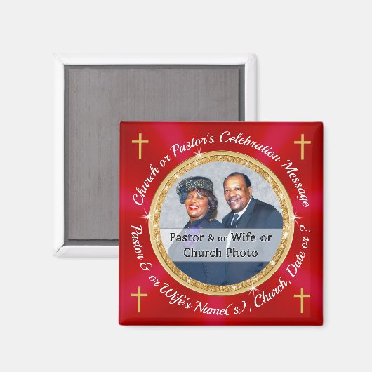 教会のロゴまたは牧師の写真、教会のパーティーの好意 マグネット (正面/裏面)
