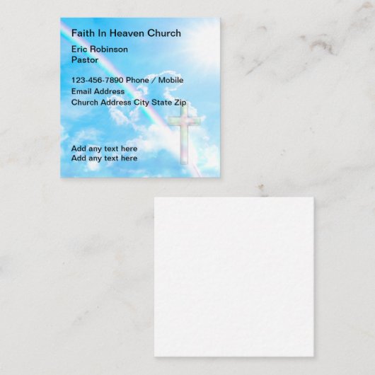 教会の信仰ビジネスカードレインボー スクエア名刺 (正面/裏面)