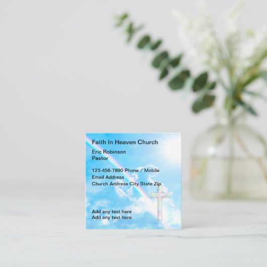 教会の信仰ビジネスカードレインボー スクエア名刺 (スタンド正面)