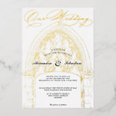 教会の儀式のお祝いエレガントス結婚クリプト 箔招待状 (正面)