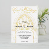 教会の儀式のお祝いエレガントス結婚クリプト 箔招待状 (立ち正面)