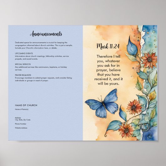 教会の公報ダウンロードとプリント ポスター (正面)