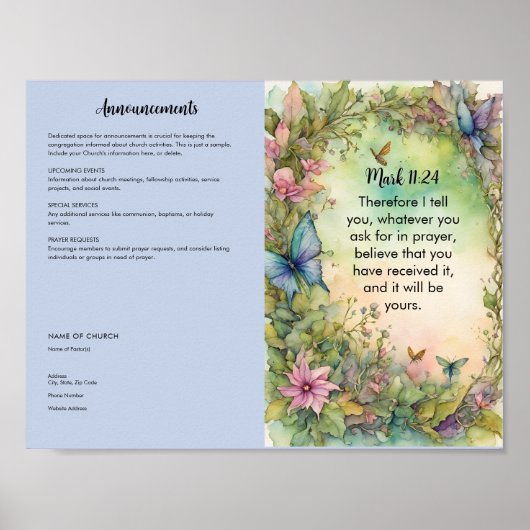 教会の公報ダウンロードとプリント ポスター (正面)