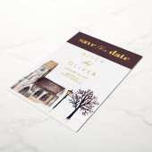 教会の冬の宗教儀式は日付を除く 箔招待状 (回転した状態)