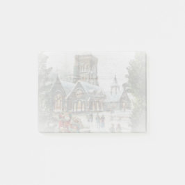 教会の前で子供たちと一緒にいる昔のサンタクロース ポストイット