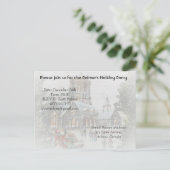 教会の前で子供たちと昔のサンタクロース インビテーションポストカード (スタンド正面)