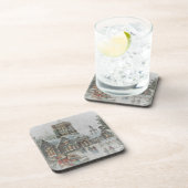 教会の前に子供がいる古いサンタ コースター (右側)