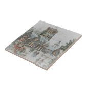 教会の前に子供がいる古いサンタ タイル (側面)