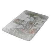 教会の前に子供がいる古いサンタ バスマット (アングル)