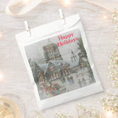 教会の前に子供がいる古いサンタ フェイバーバッグ (クリップ留めされた状態)