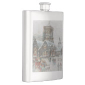 教会の前に子供がいる古いサンタ フラスク (右)