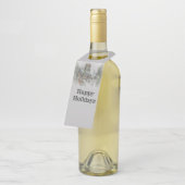 教会の前に子供がいる古いサンタ ボトルネックタグ (アングル)