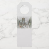 教会の前に子供がいる古いサンタ ボトルネックタグ (裏面)