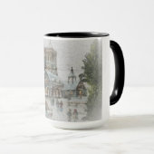 教会の前に子供がいる古いサンタ マグカップ (正面右)