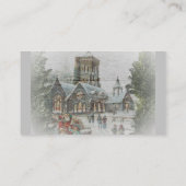 教会の前に子供がいる古いサンタ 名刺 (裏面)