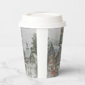 教会の前に子供がいる古いサンタ 紙コップ (左)