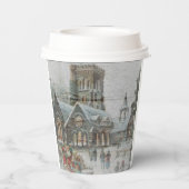 教会の前に子供がいる古いサンタ 紙コップ (裏面)