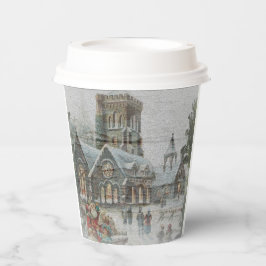 教会の前に子供がいる古いサンタ 紙コップ