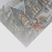 教会の前に子供がいる古いサンタ 薄葉紙 (詳細)