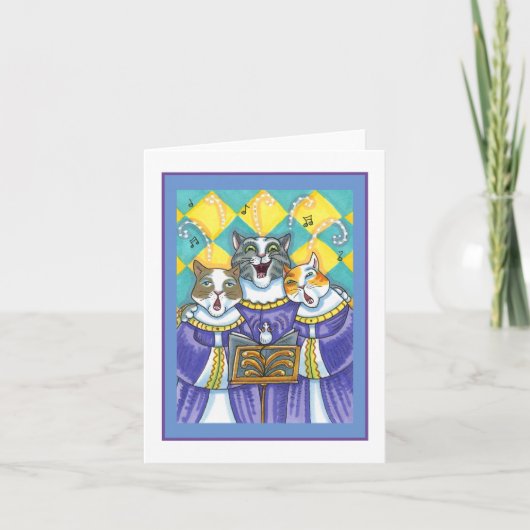 教会の合唱猫とマウスの歌うクリスマスキャロル空白の カード (正面)