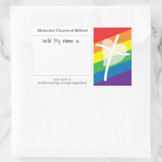 教会の名前タグを確認する歓迎する教会の名前タグ 長方形シール (バッグ)