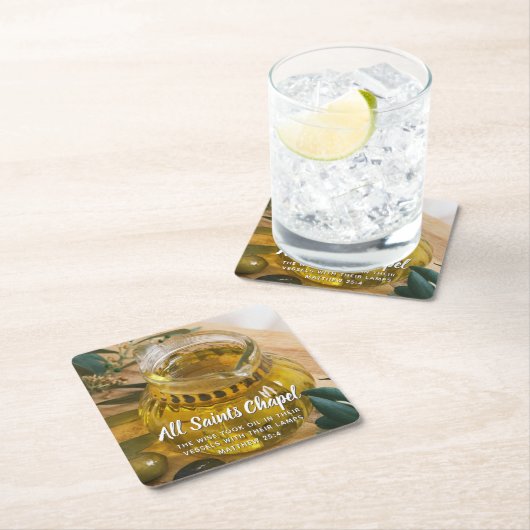 教会の名前バイブル聖句 スクエアペーパーコースター (インサイチュ)