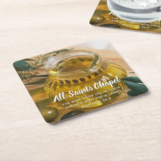 教会の名前バイブル聖句 スクエアペーパーコースター (アングル)